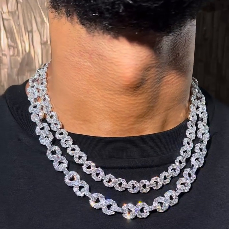 52.5ctw Round & Emerald Cut White Sapphire Infinity-Link Men's Chain