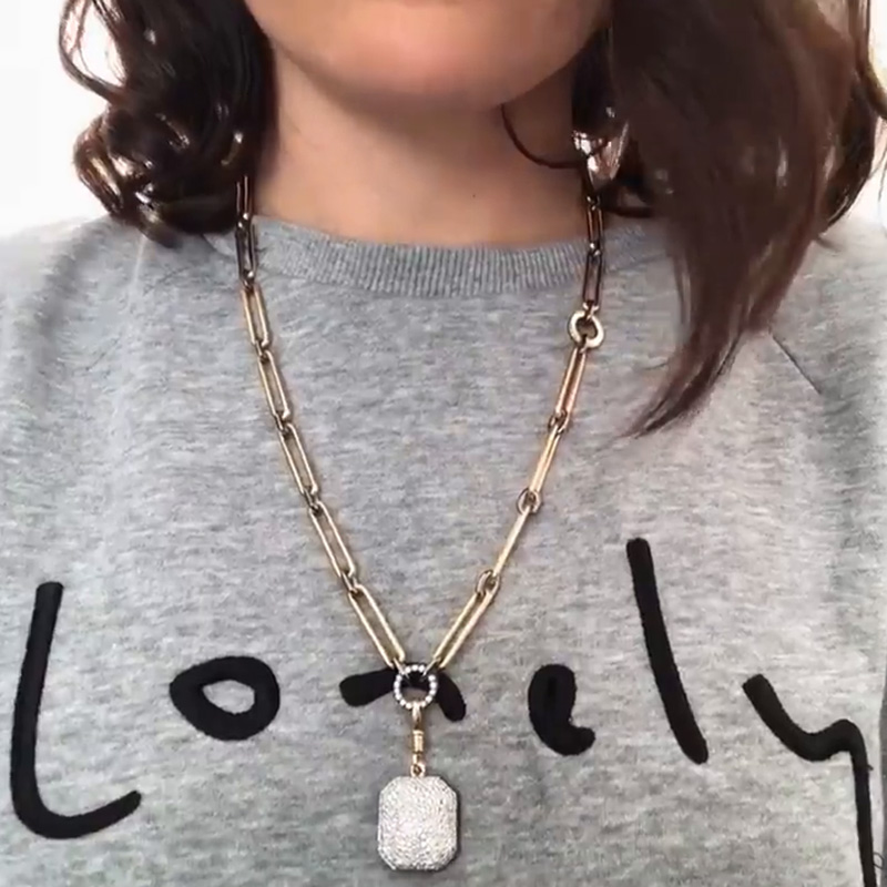 8ct Asscher Cut Emerald Reversible Pendant Necklace In Rose Gold