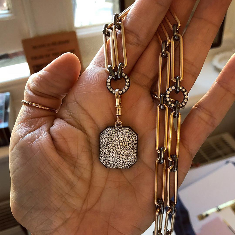 8ct Asscher Cut Emerald Reversible Pendant Necklace In Rose Gold