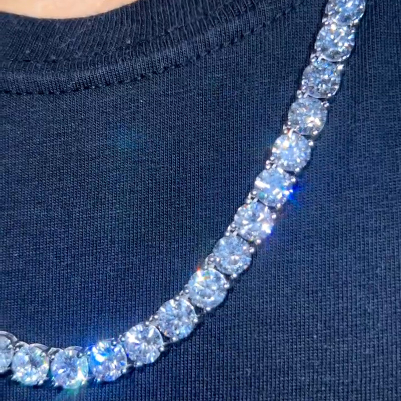 1ct Per Stone Round Cut White Sapphire Men's Tennis Necklace