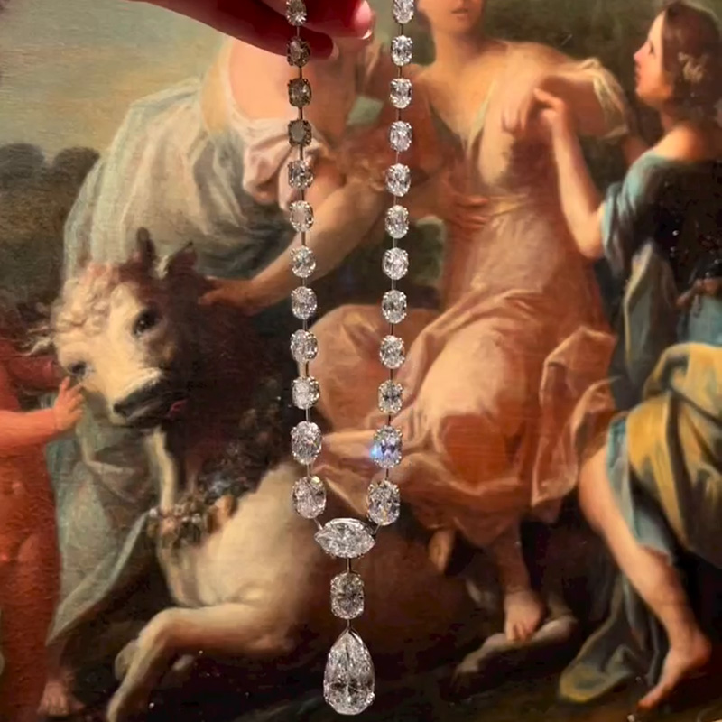 74ctw Multi-Cut White Sapphire Handmade Pendant Necklace