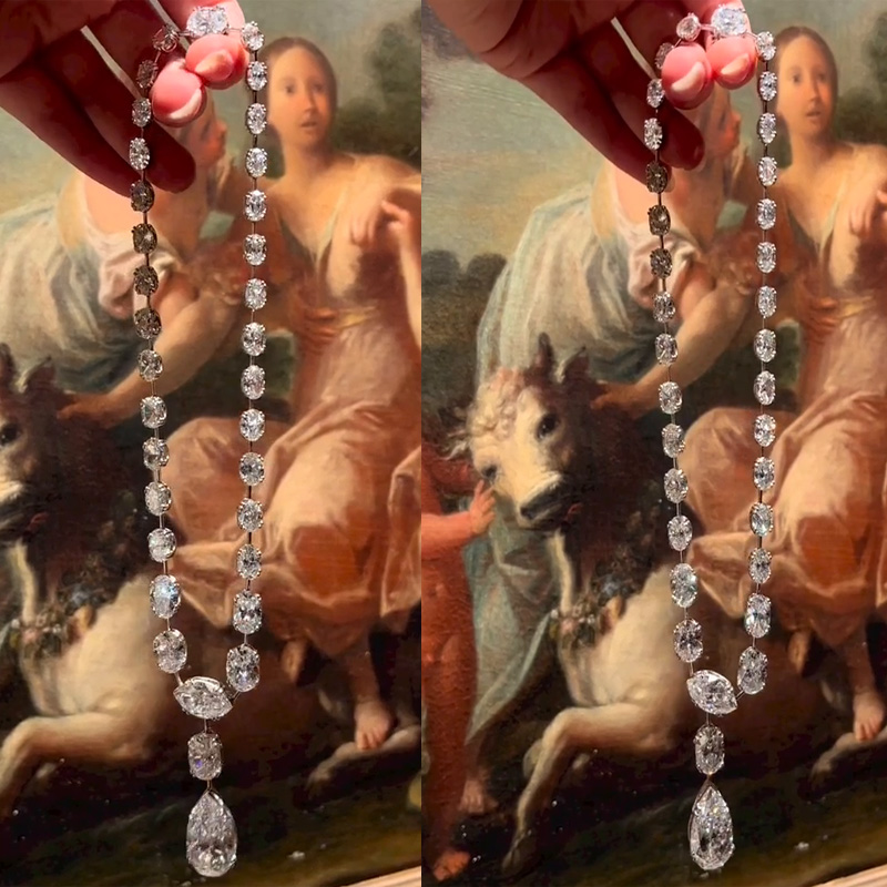 74ctw Multi-Cut White Sapphire Handmade Pendant Necklace