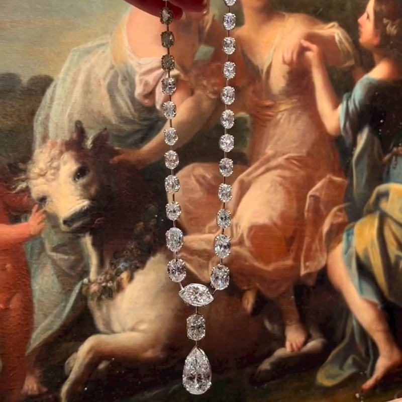 74ctw Multi-Cut White Sapphire Handmade Pendant Necklace