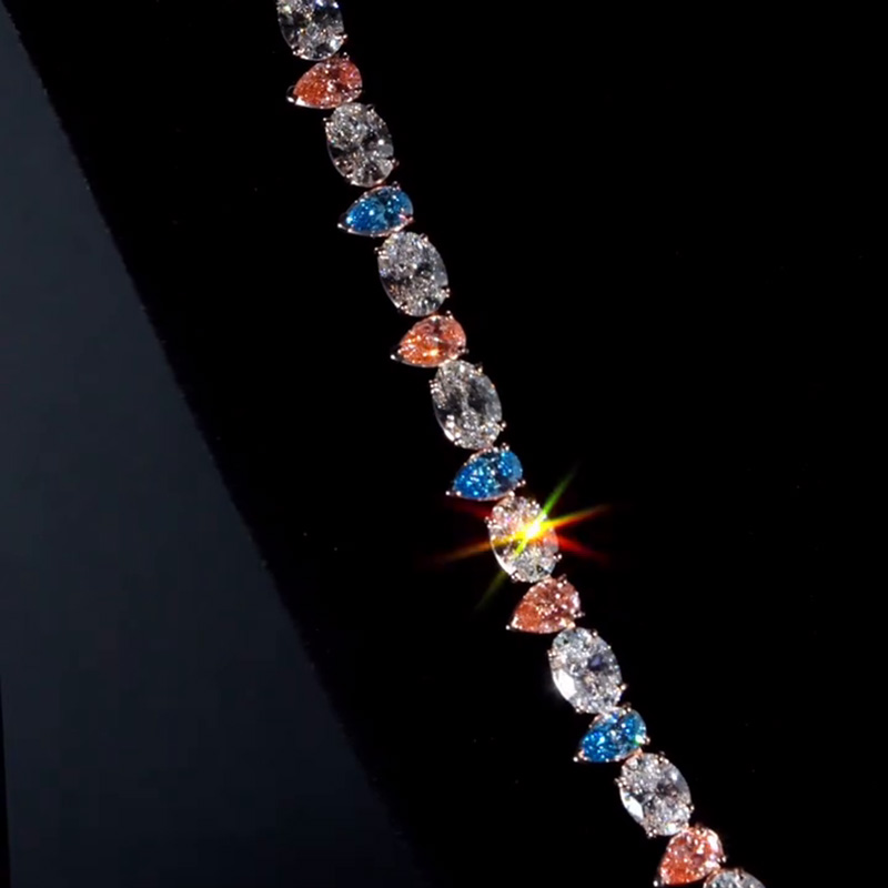 68ctw Oval & Pear Cut Blue Pink White Sapphire Candy Chain Necklace