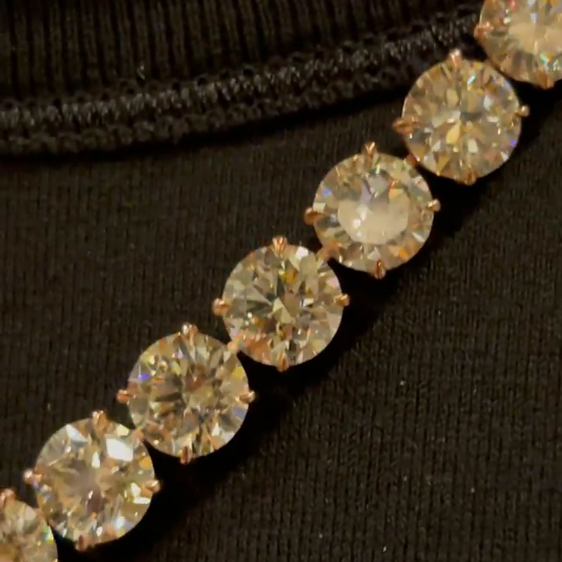 15ct Center Stone Round Cut Yellow Sapphire Handmade Men's Tennis Necklace