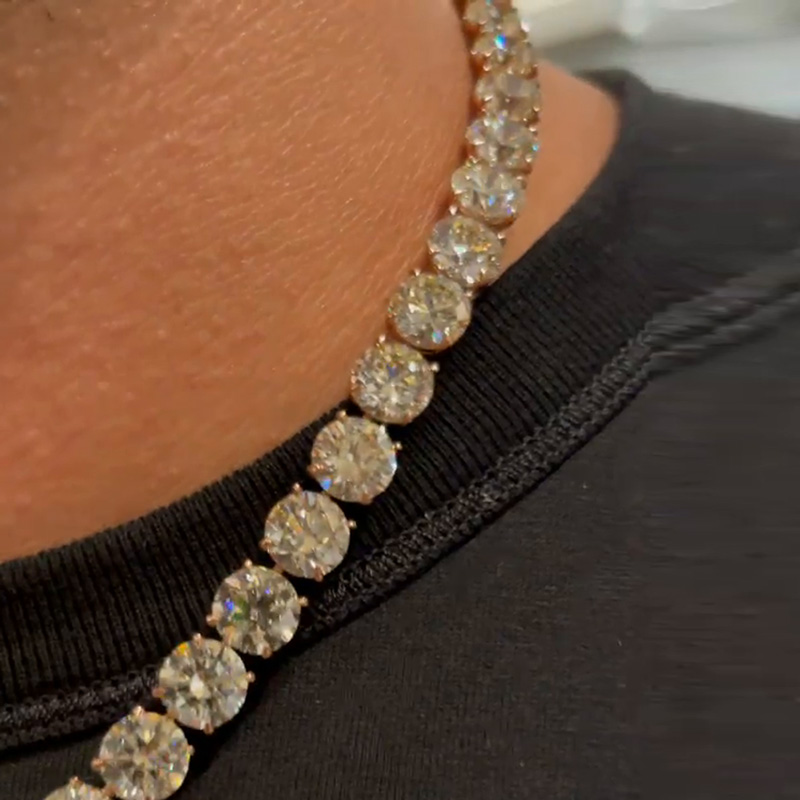 15ct Center Stone Round Cut Yellow Sapphire Handmade Men's Tennis Necklace