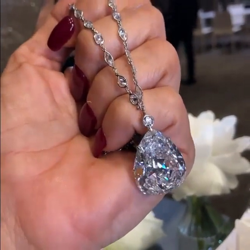 7ct Pear Cut White Sapphire Classic Handmade Pendant Necklace