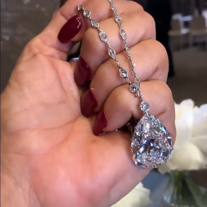 7ct Pear Cut White Sapphire Classic Handmade Pendant Necklace