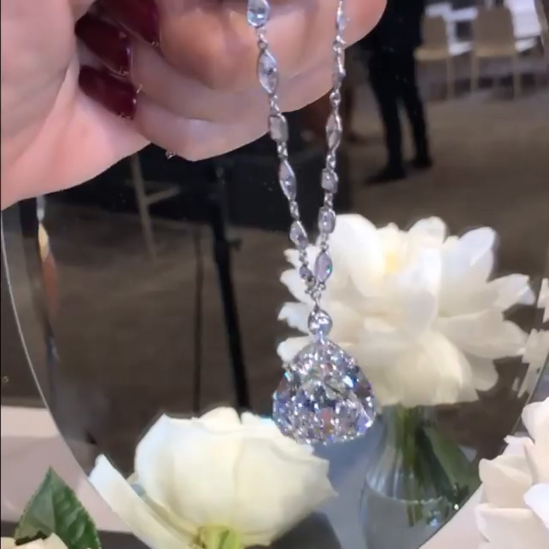 7ct Pear Cut White Sapphire Classic Handmade Pendant Necklace