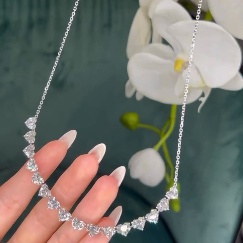 16ctw Heart Cut White Sapphire Classic Necklace