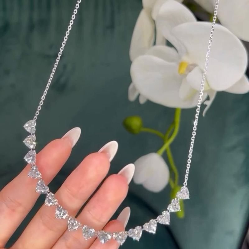 16ctw Heart Cut White Sapphire Classic Necklace