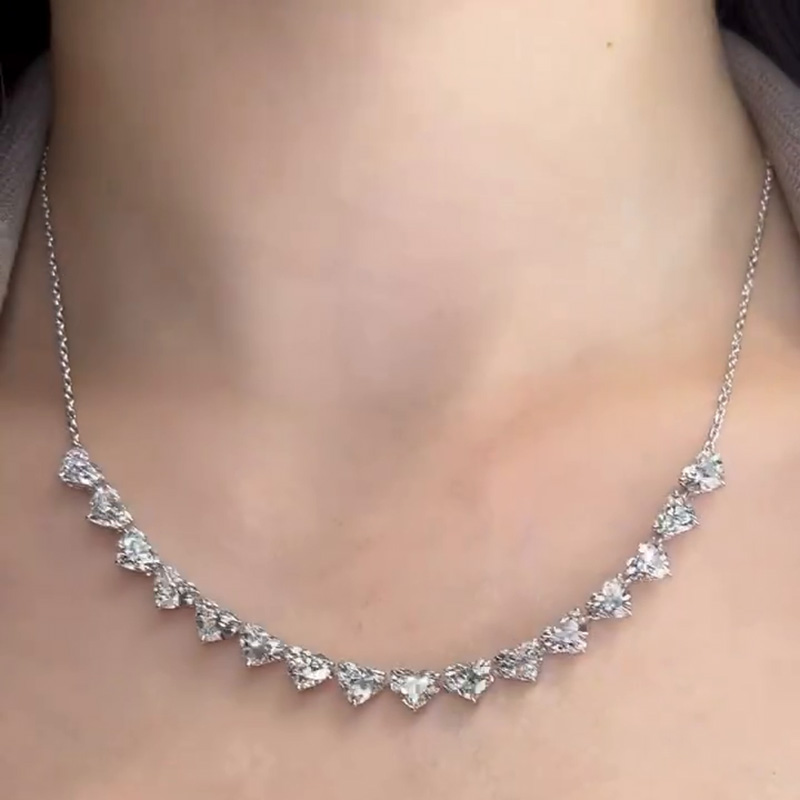 16ctw Heart Cut White Sapphire Classic Necklace