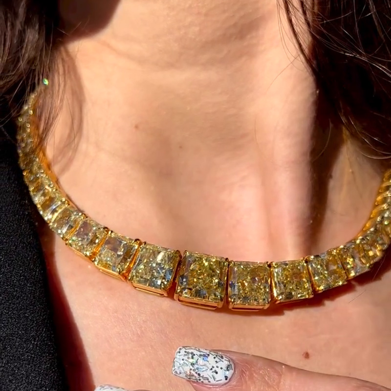 129ctw Radiant Cut Fancy Yellow Sapphire Handmade Necklace