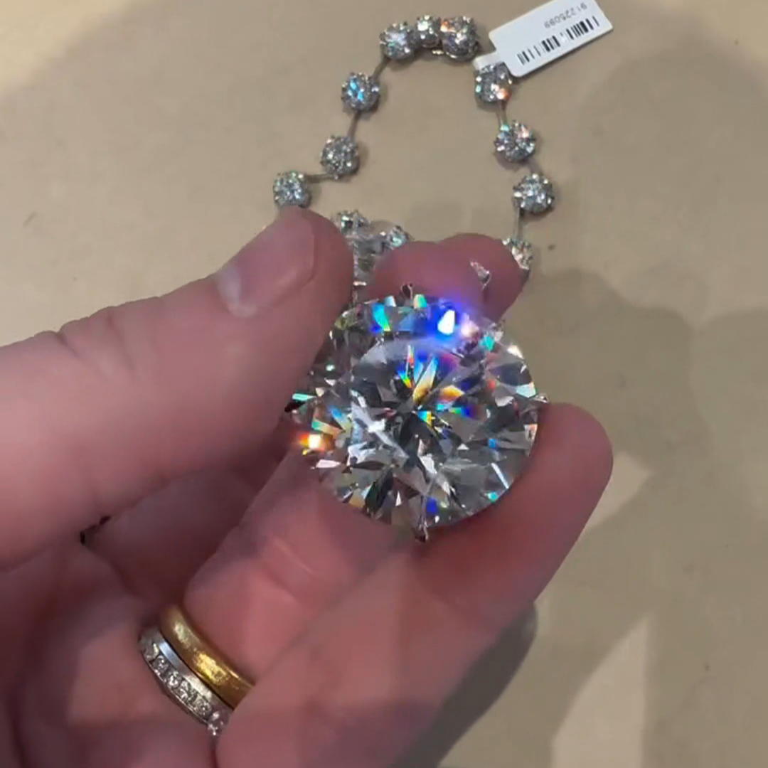 50ct Round Cut Zircon Handmade Sterling Silver Necklace