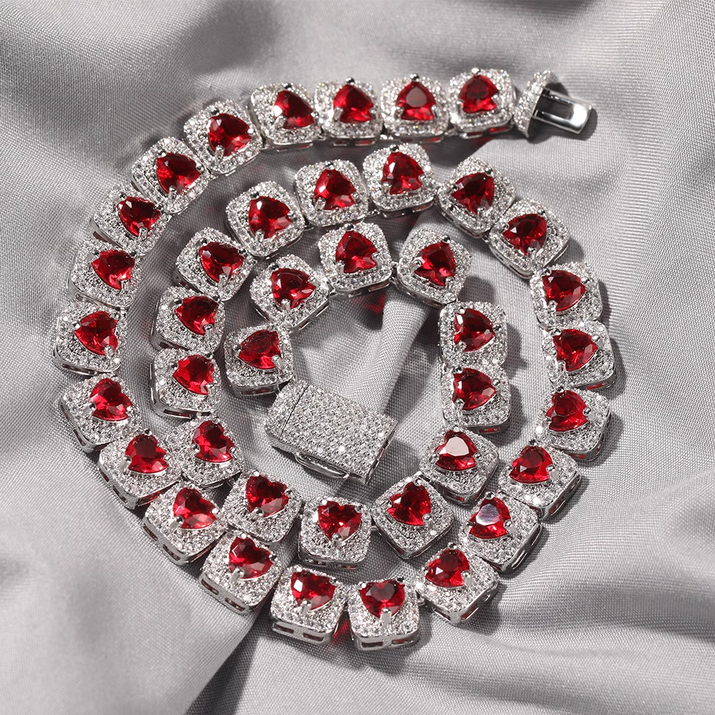 Hip-hop Zircon Rock Candy Necklace Heart Colored Diamond Necklace