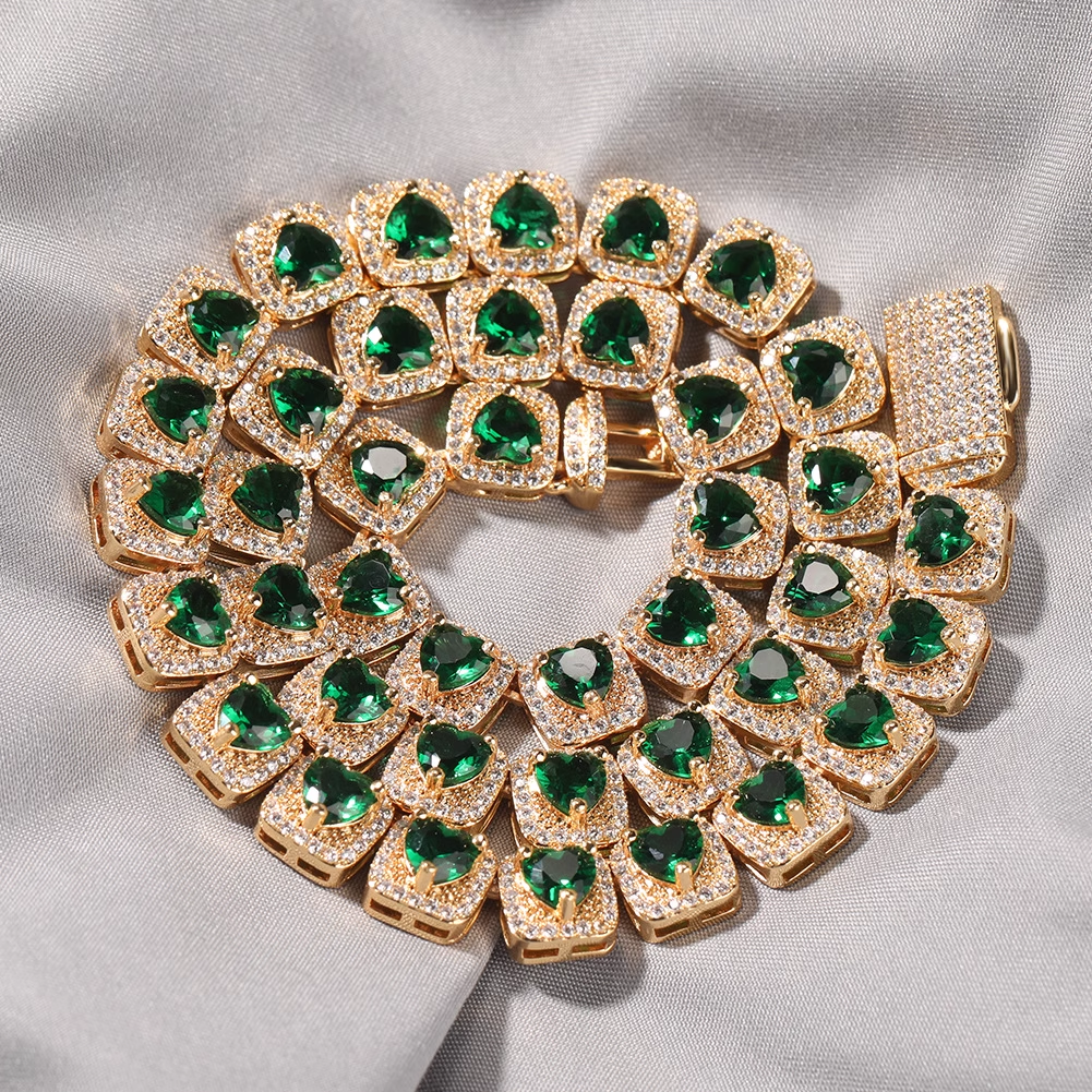 Hip-hop Zircon Rock Candy Necklace Heart Colored Diamond Necklace