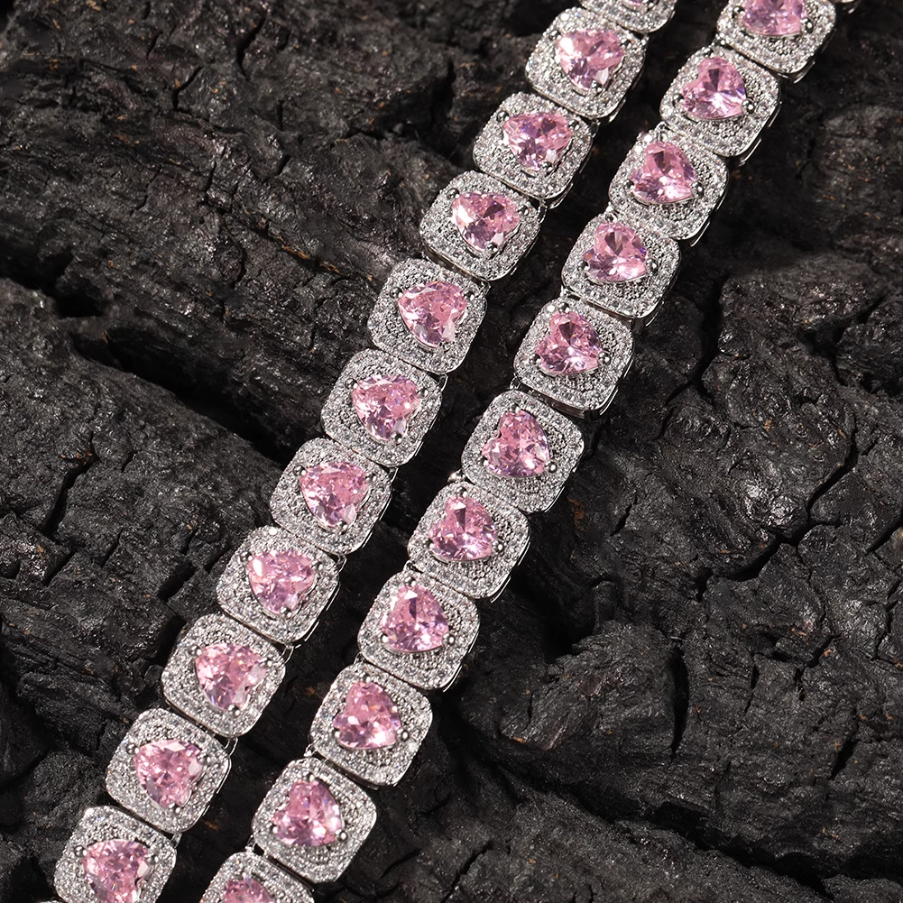 Hip-hop Zircon Rock Candy Necklace Heart Colored Diamond Necklace