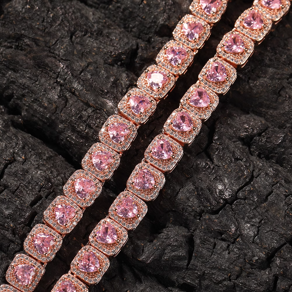 Hip-hop Zircon Rock Candy Necklace Heart Colored Diamond Necklace