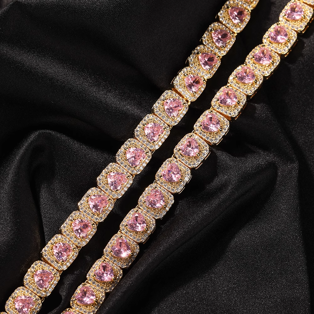 Hip-hop Zircon Rock Candy Necklace Heart Colored Diamond Necklace