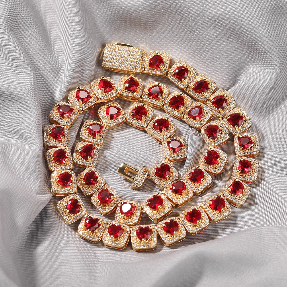 Hip-hop Zircon Rock Candy Necklace Heart Colored Diamond Necklace