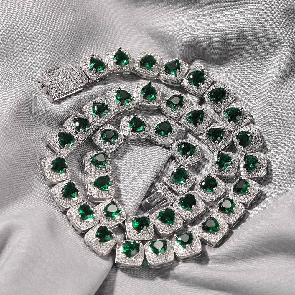 Hip-hop Zircon Rock Candy Necklace Heart Colored Diamond Necklace