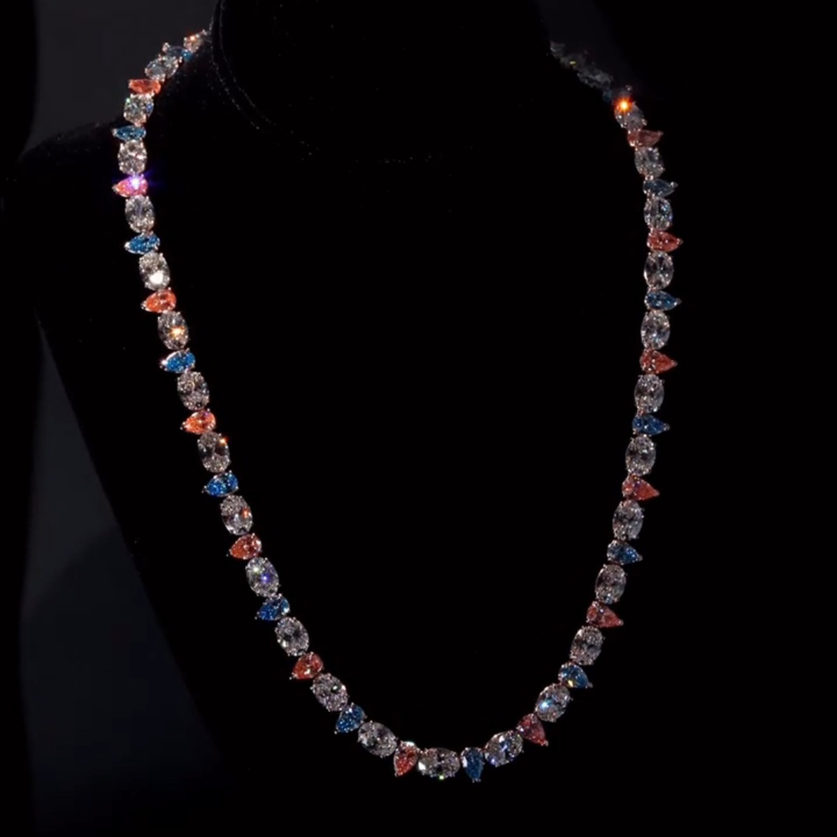 45ct Pear-cut And Oval-cut Zircon Handmade Sterling Silver Necklace