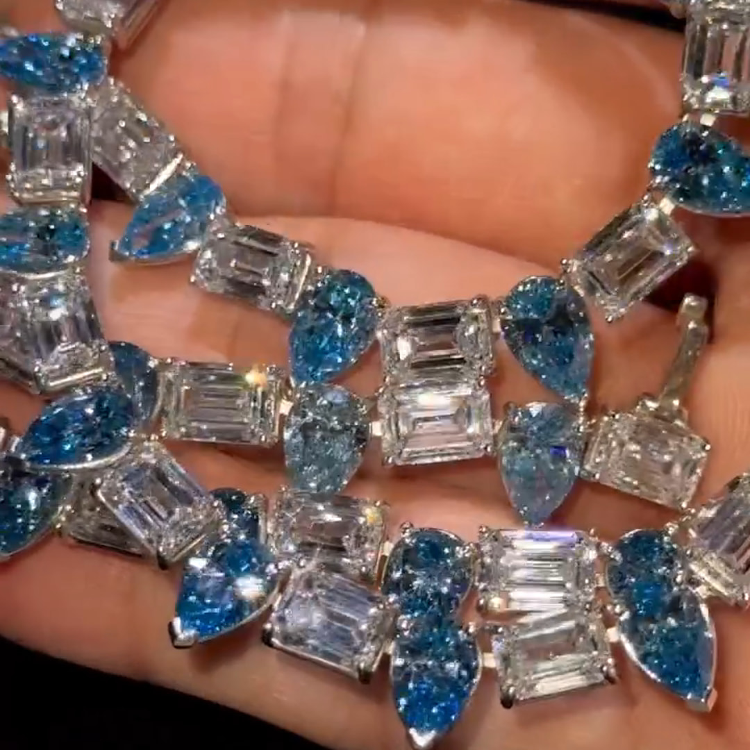 50ct Pear-cut And Emerald-cut Zircon Handmade Sterling Silver Necklace