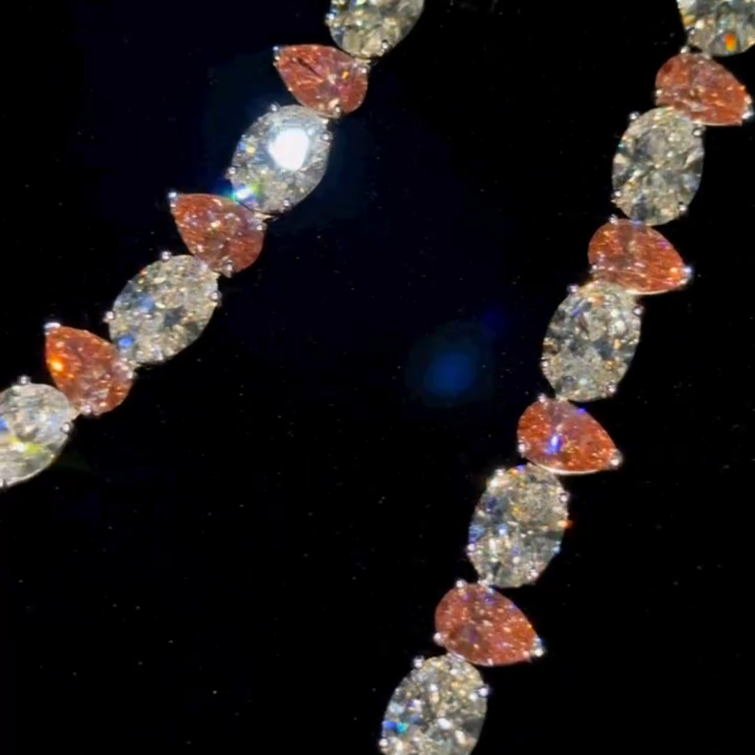 45ct Pear-cut And Oval-cut Zircon Handmade Sterling Silver Necklace