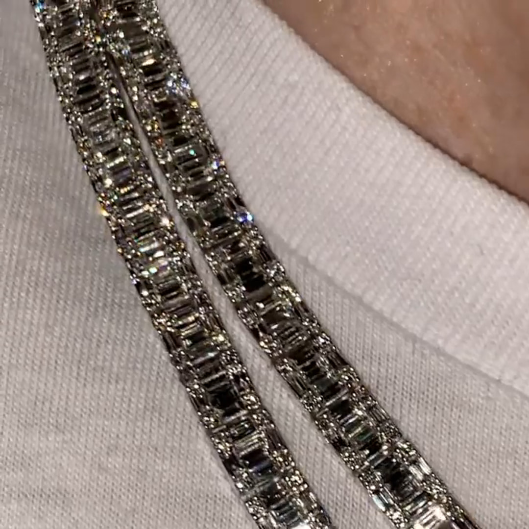 40ct Emerald-cut Zircon Handmade Sterling Silver Necklace