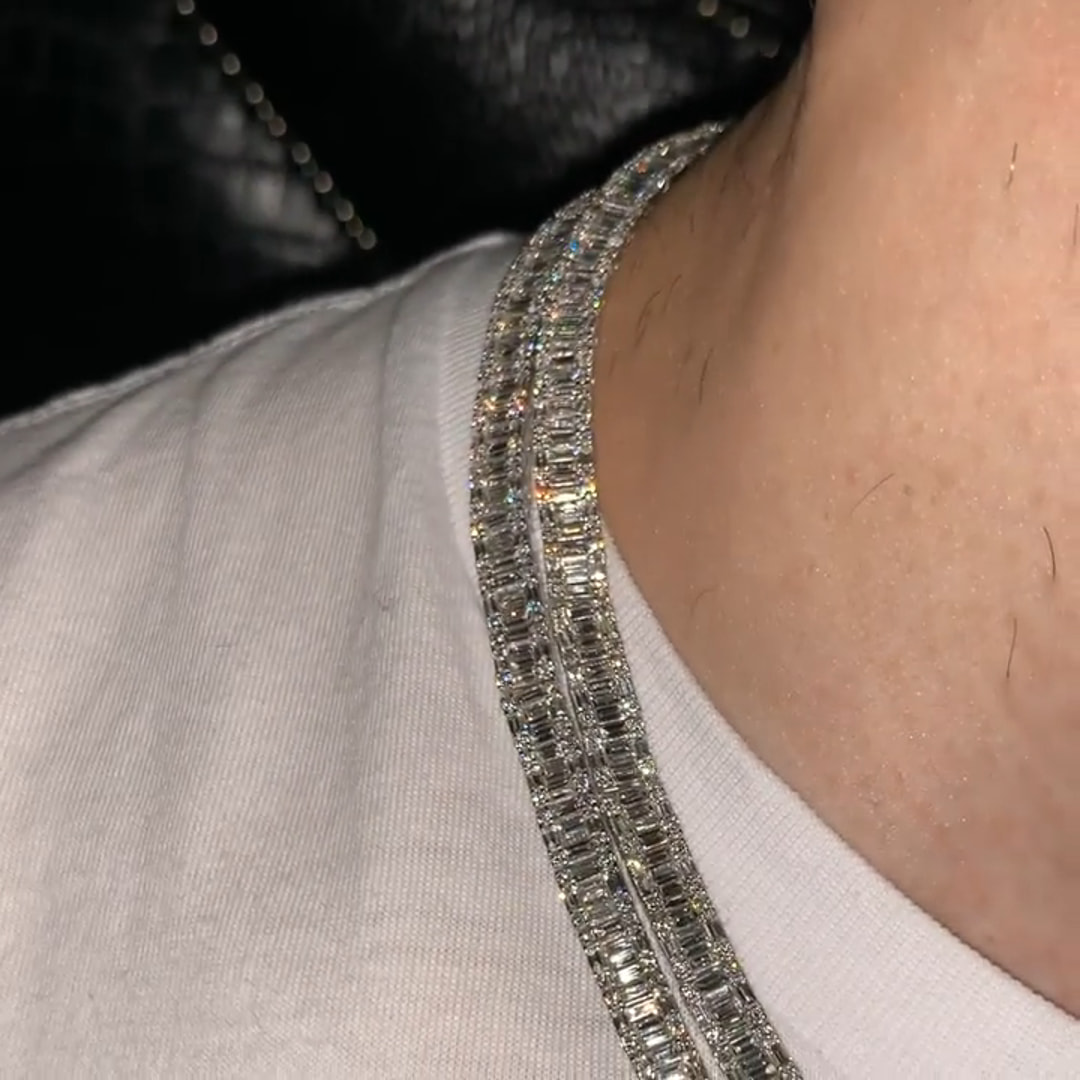 40ct Emerald-cut Zircon Handmade Sterling Silver Necklace