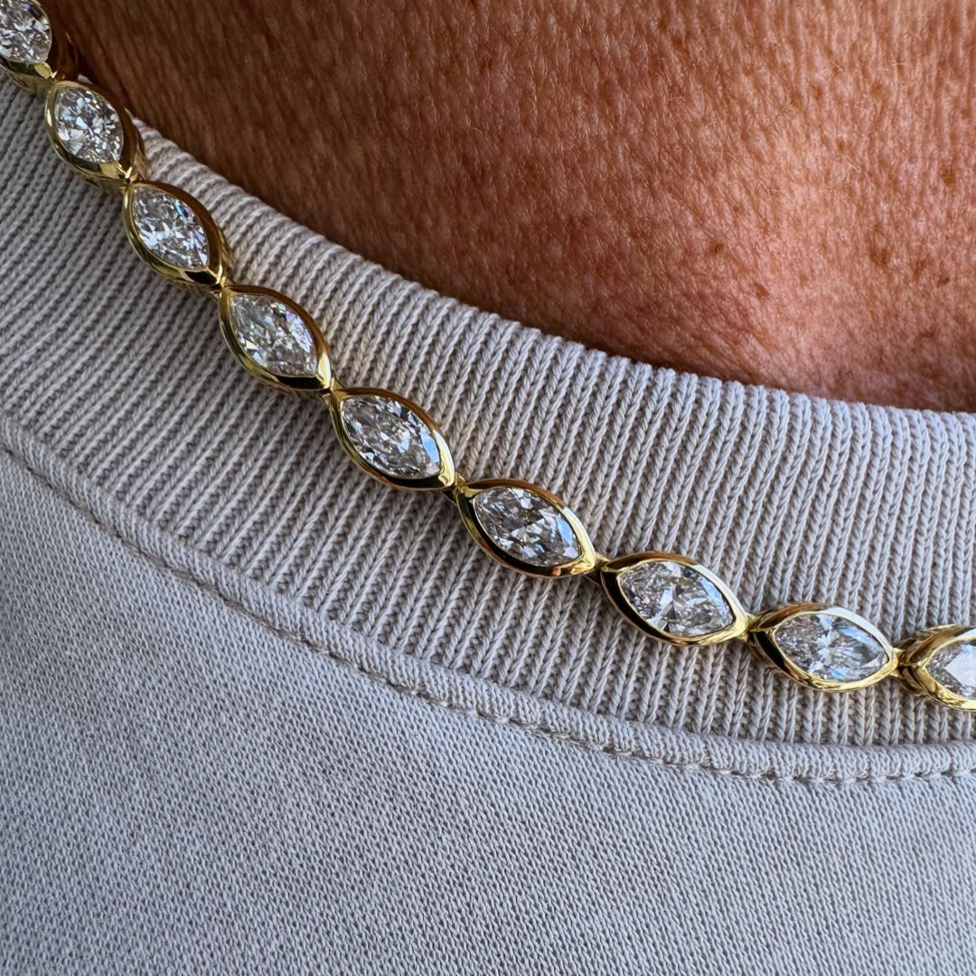 8ct Marquise-cut Zircon Handmade Sterling Silver And Yellow Gold-plated Necklace