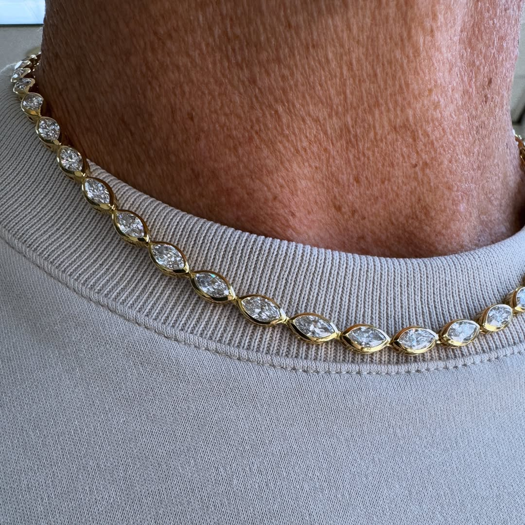 8ct Marquise-cut Zircon Handmade Sterling Silver And Yellow Gold-plated Necklace