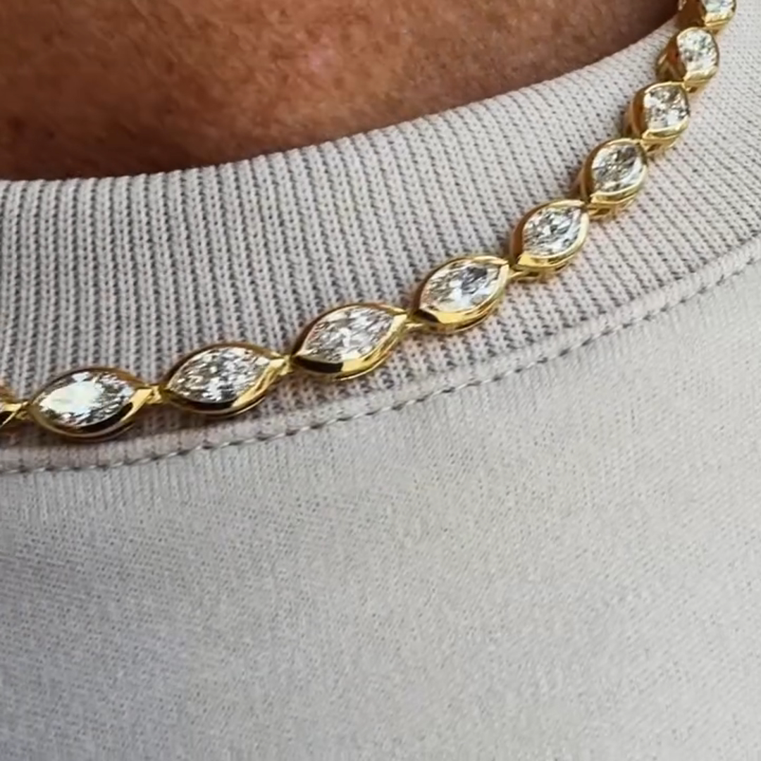 8ct Marquise-cut Zircon Handmade Sterling Silver And Yellow Gold-plated Necklace