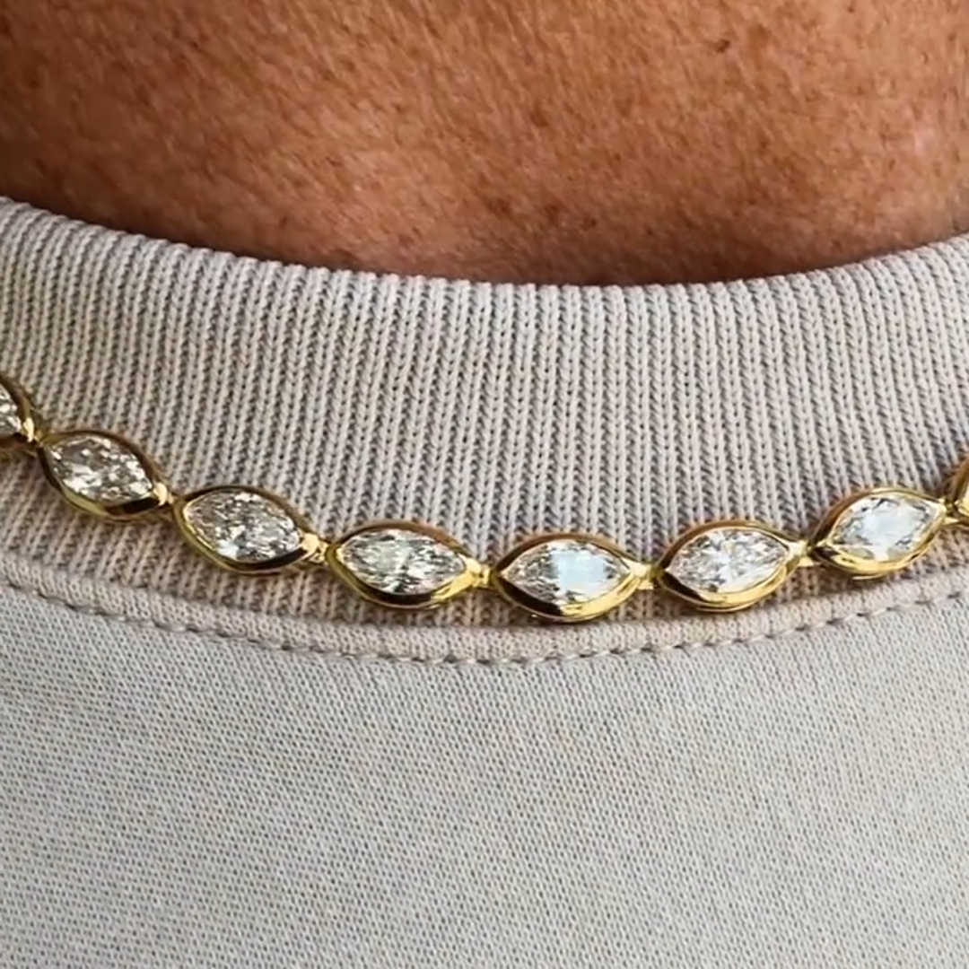 8ct Marquise-cut Zircon Handmade Sterling Silver And Yellow Gold-plated Necklace