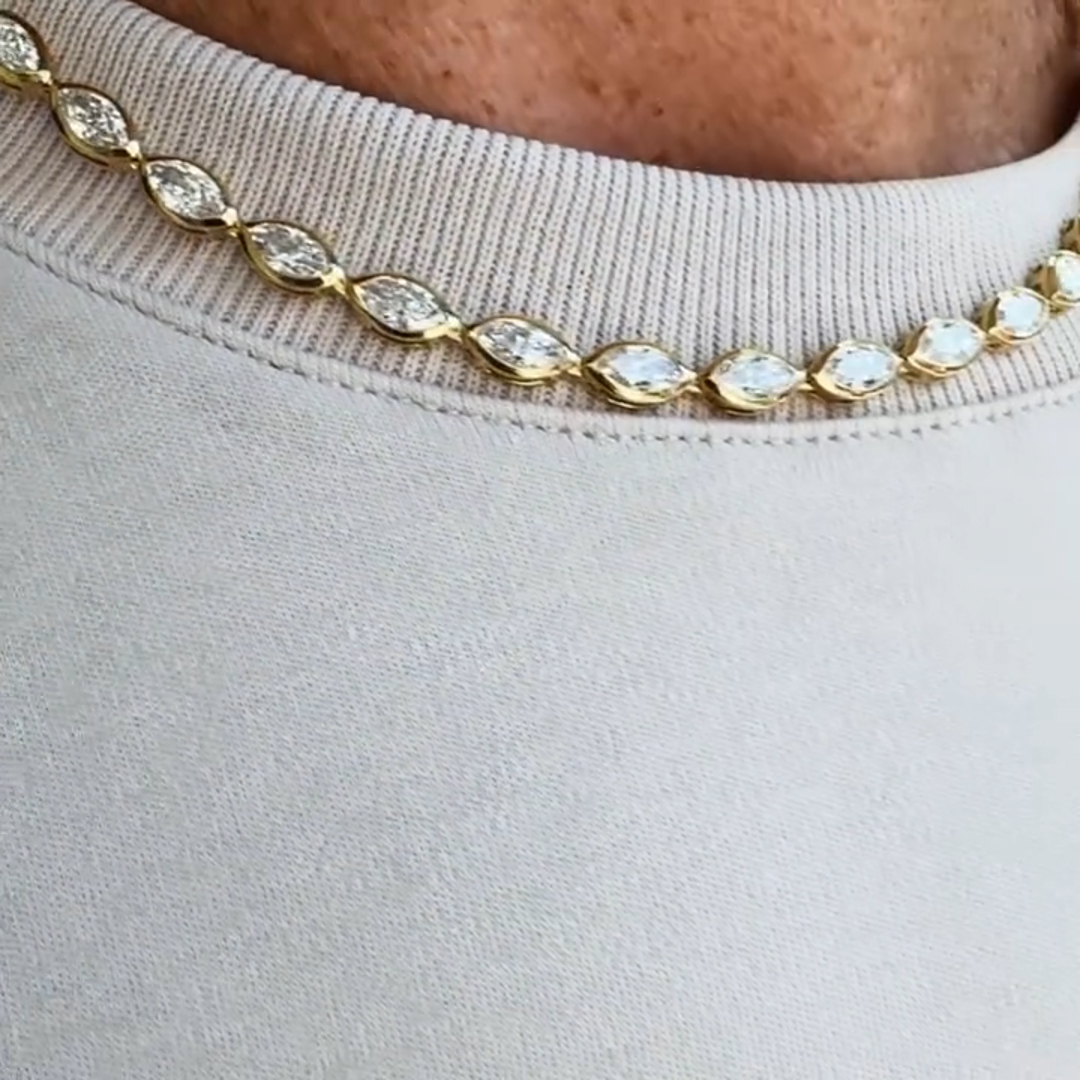 8ct Marquise-cut Zircon Handmade Sterling Silver And Yellow Gold-plated Necklace