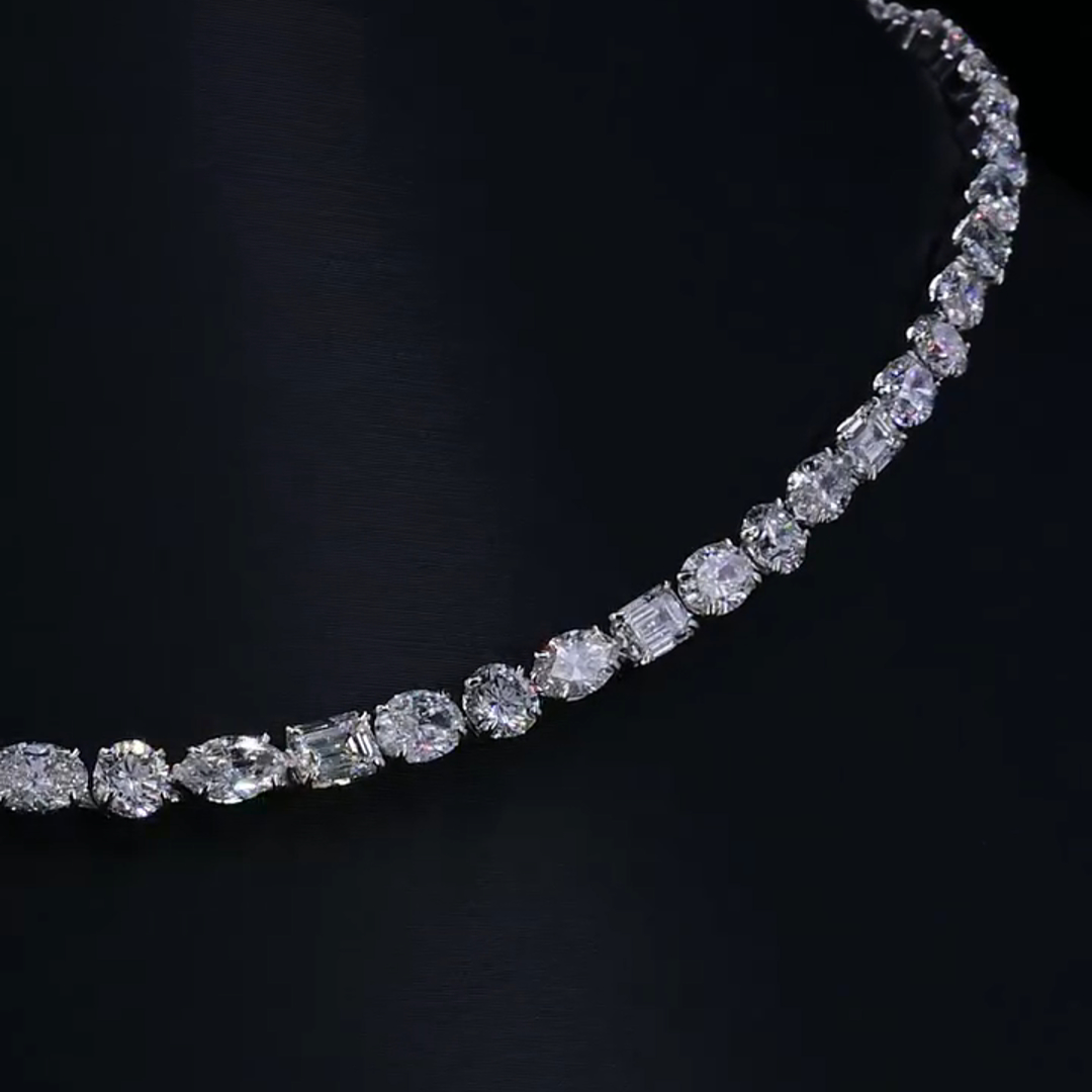 25ct Oval-cut Zircon Handmade Sterling Silver Necklace
