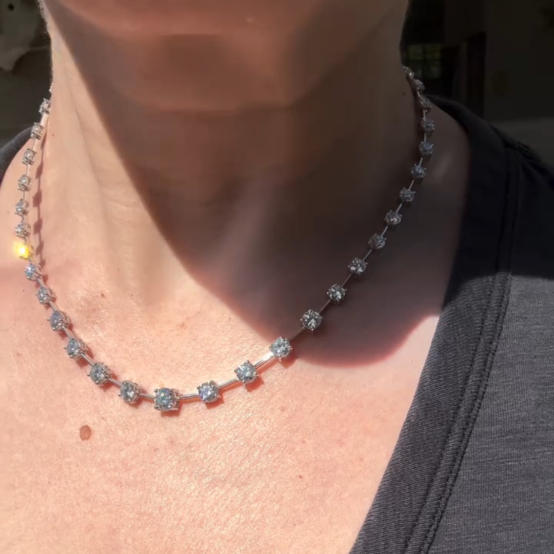 5ct Round-cut Sterling Silver Handmade Luxury Necklace