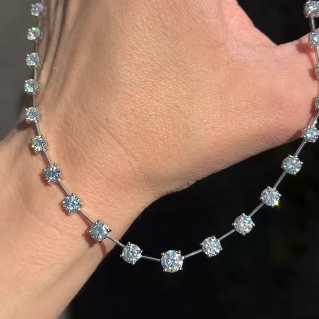 5ct Round-cut Sterling Silver Handmade Luxury Necklace