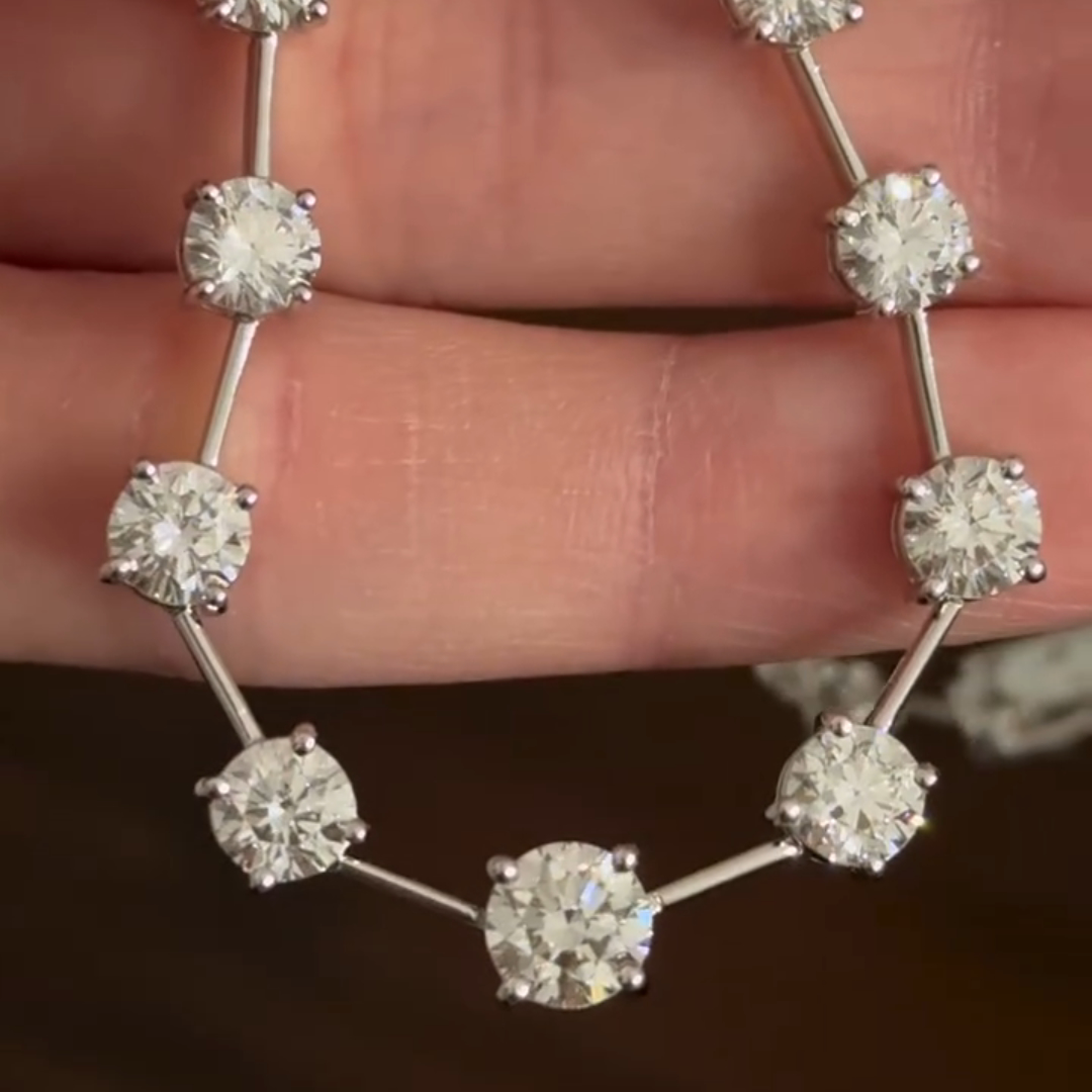 5ct Round-cut Sterling Silver Handmade Luxury Necklace