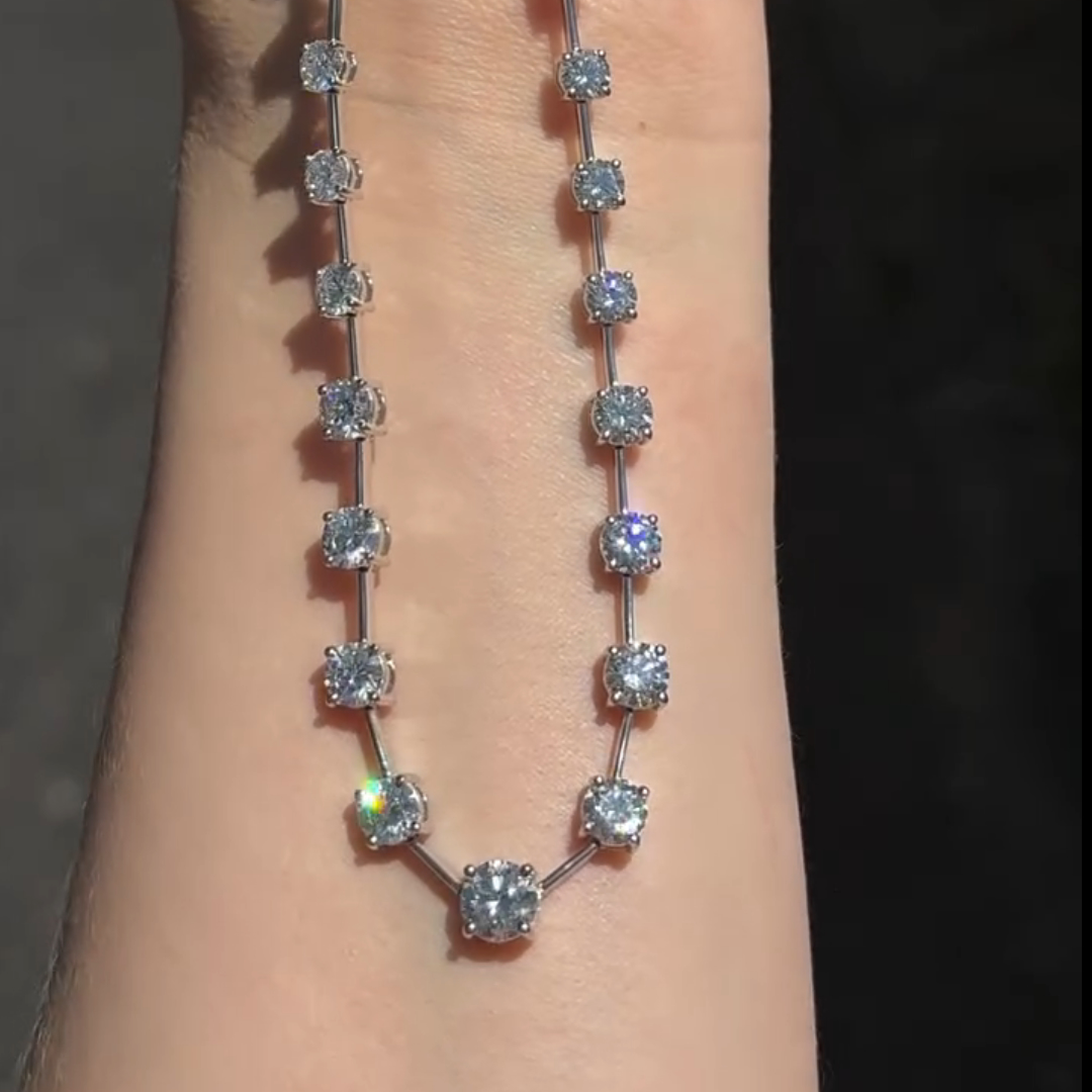 5ct Round-cut Sterling Silver Handmade Luxury Necklace