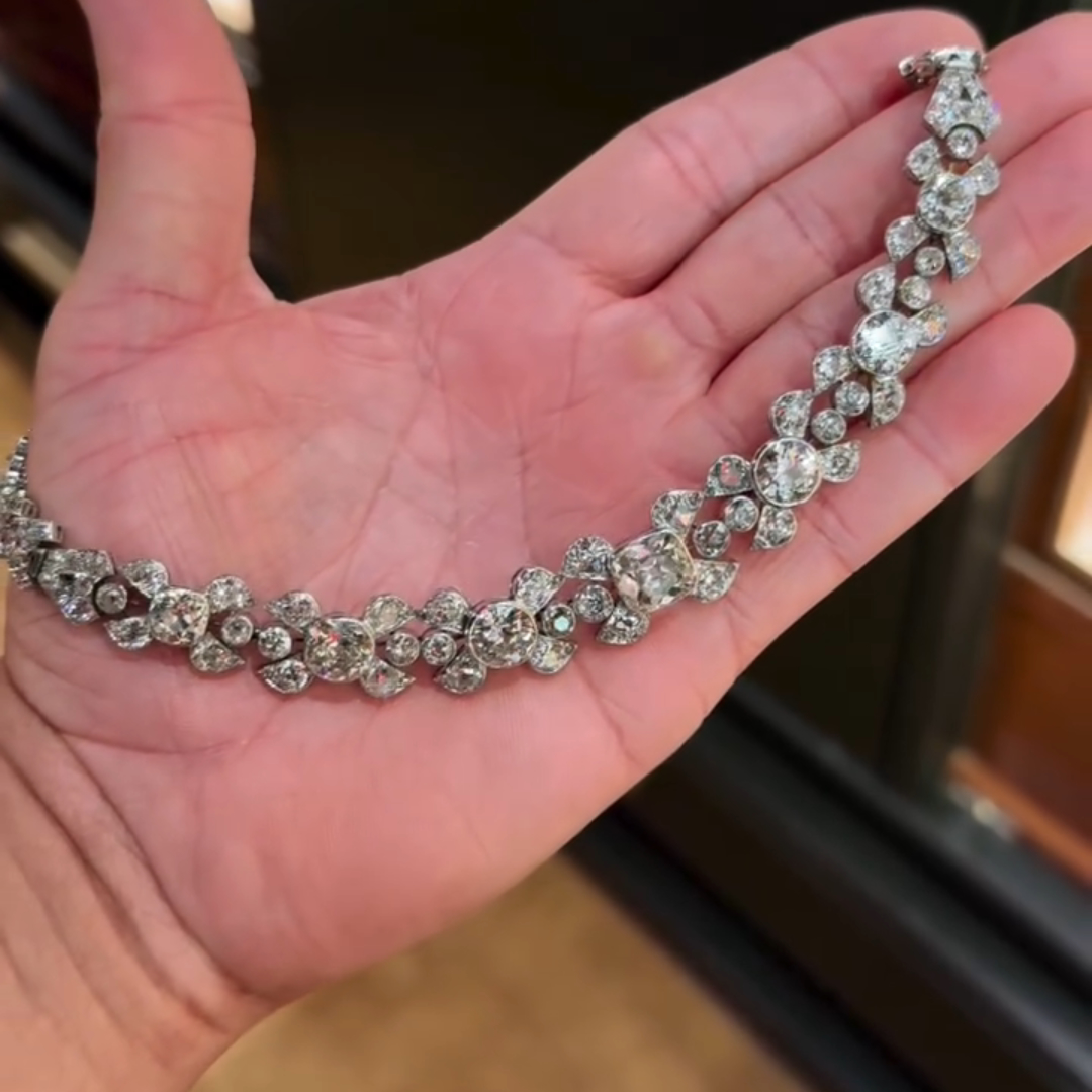 30ct Round-cut Sterling Silver Floral Handmade Luxury Necklace