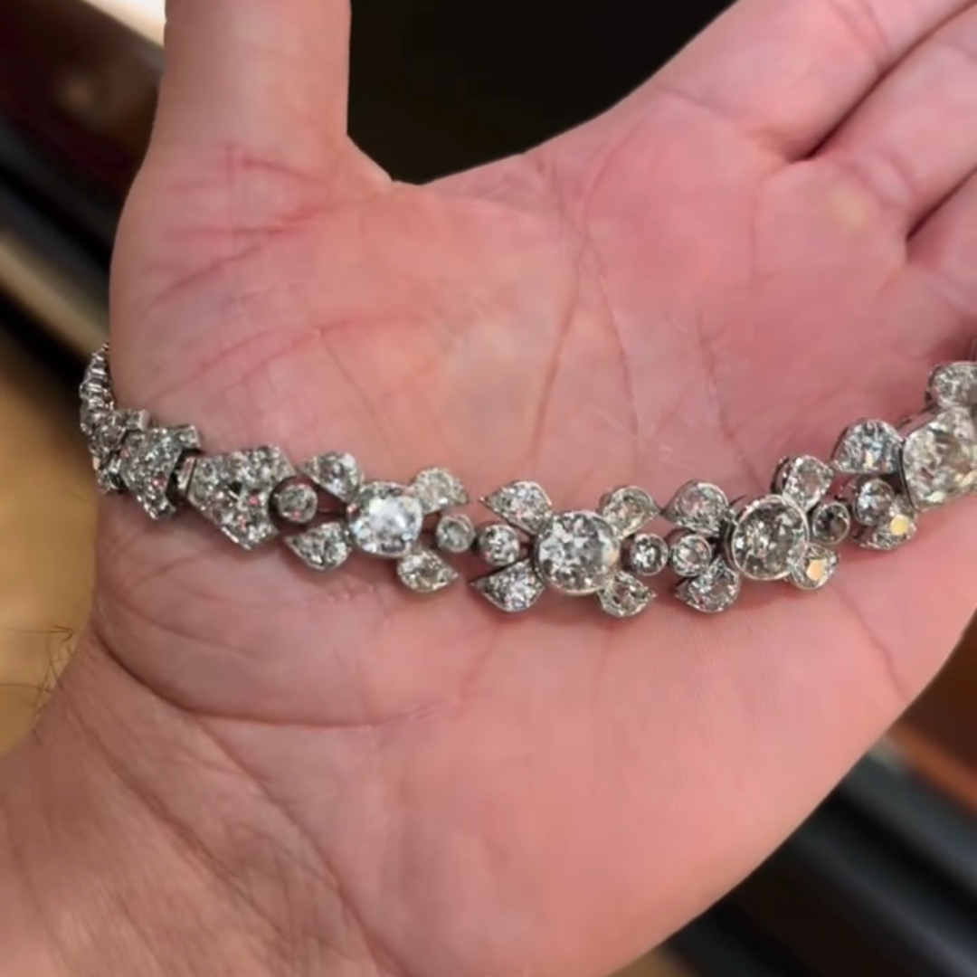 30ct Round-cut Sterling Silver Floral Handmade Luxury Necklace