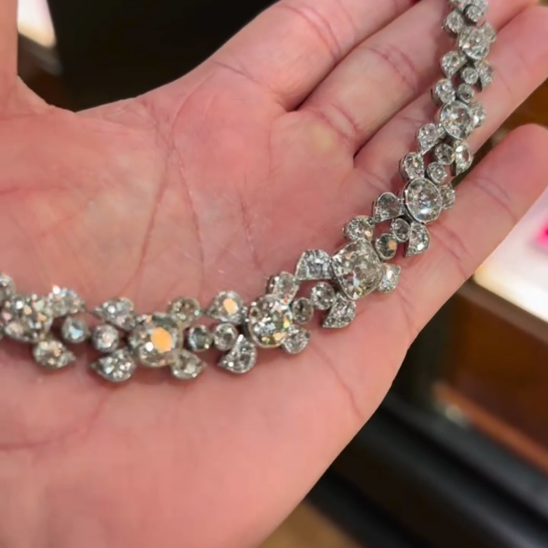 30ct Round-cut Sterling Silver Floral Handmade Luxury Necklace