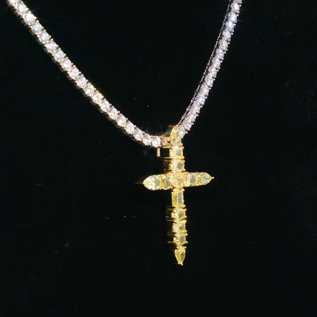 30ct Mixed-cut Yellow Zircon Sterling Silver Handmade Luxury Necklace