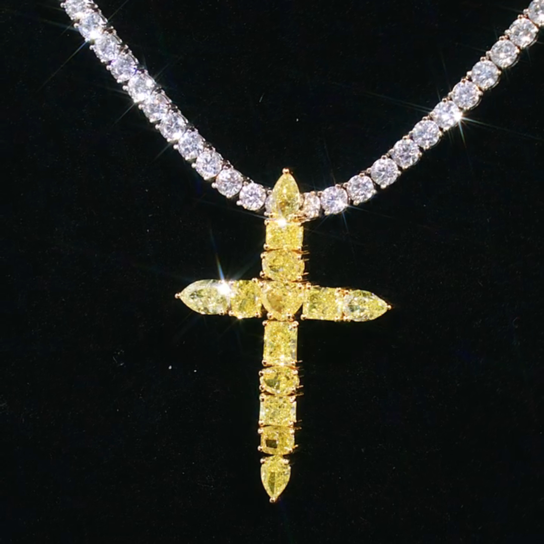 30ct Mixed-cut Yellow Zircon Sterling Silver Handmade Luxury Necklace