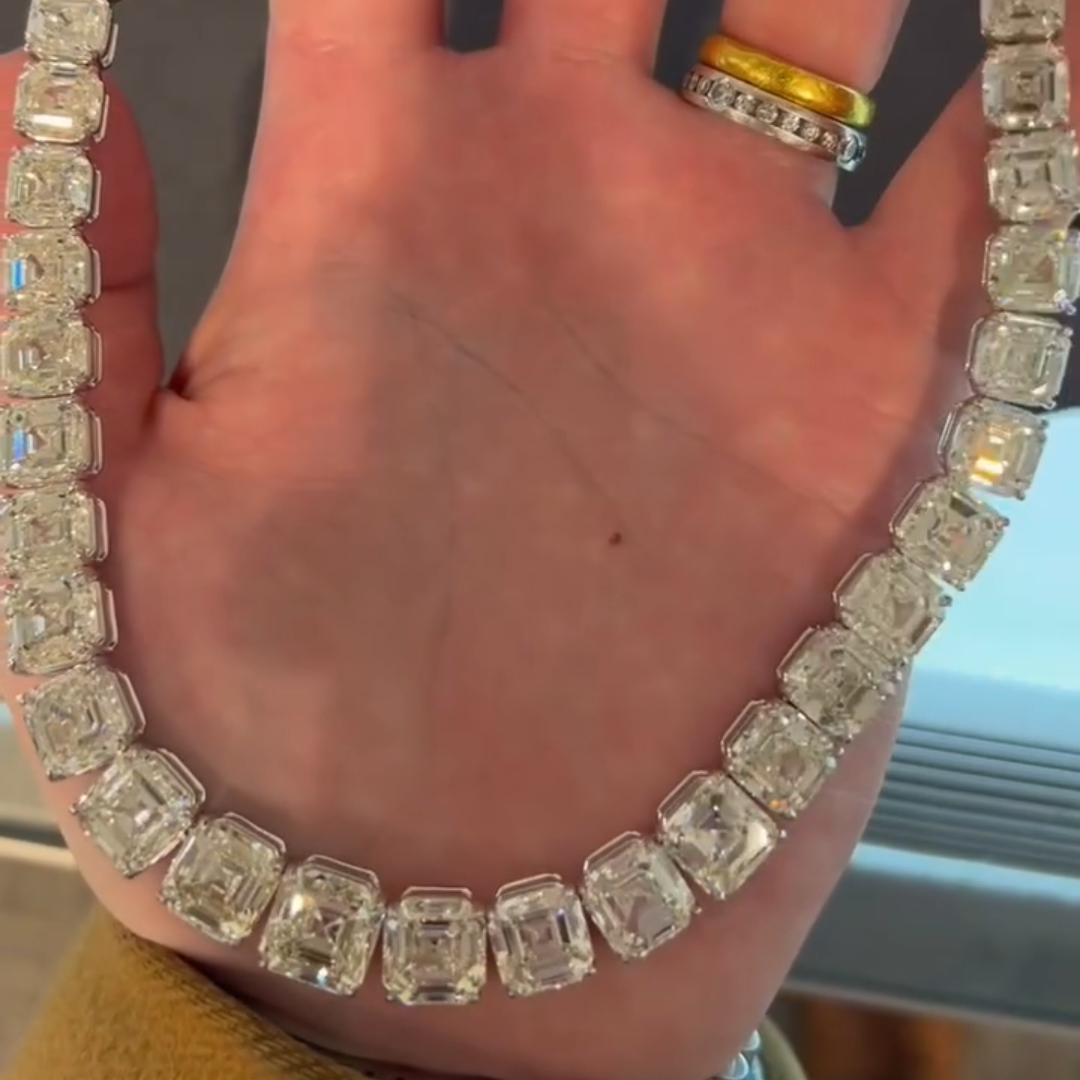 100ct Emerald-cut Sterling Silver Handmade Necklace