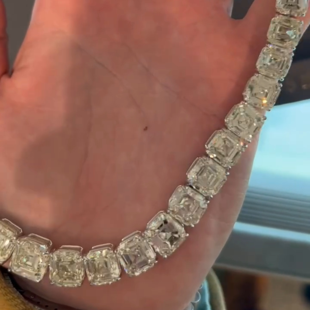 100ct Emerald-cut Sterling Silver Handmade Necklace