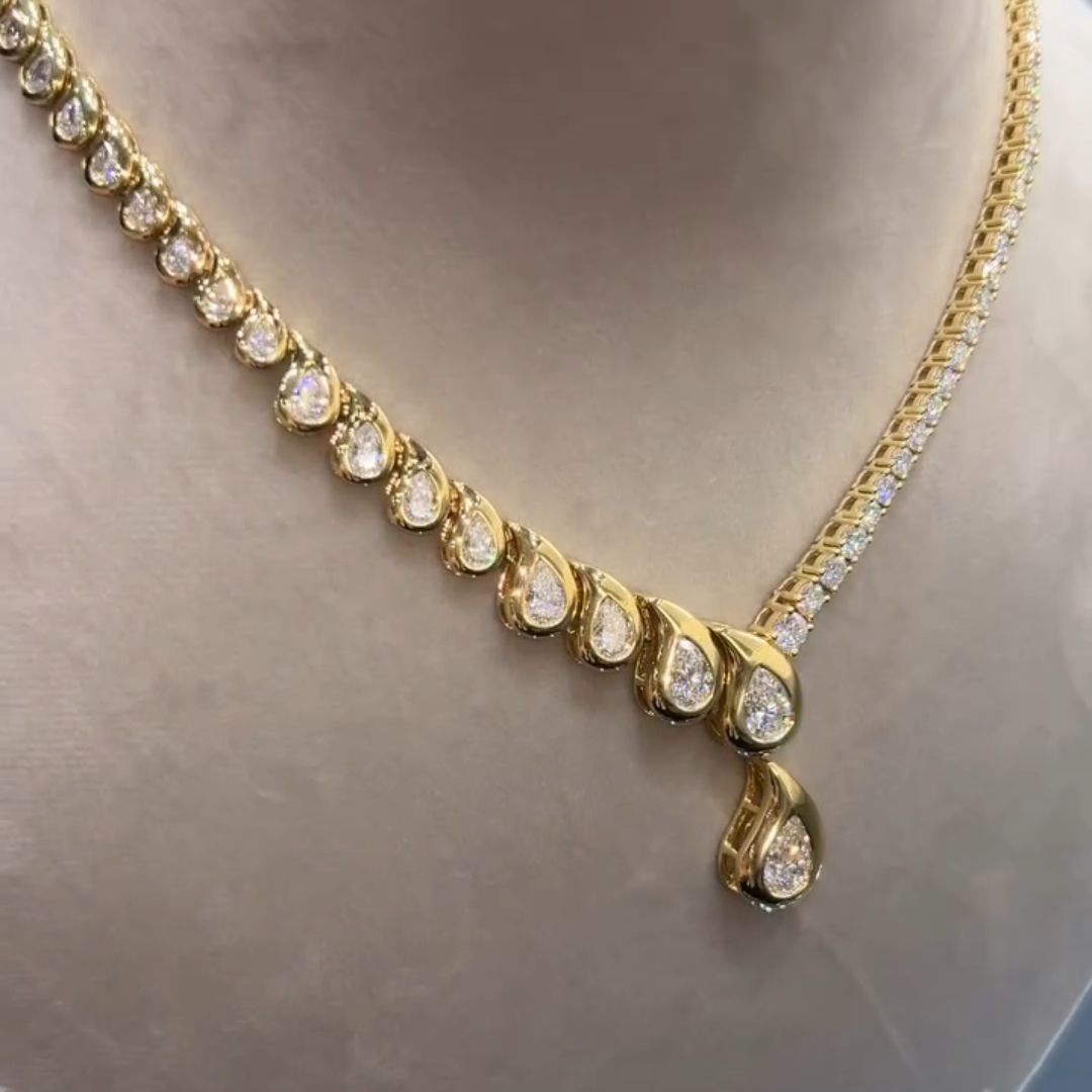 12ct Pear-shaped Sterling Silver Plated With Yellow Gold Handmade Necklace