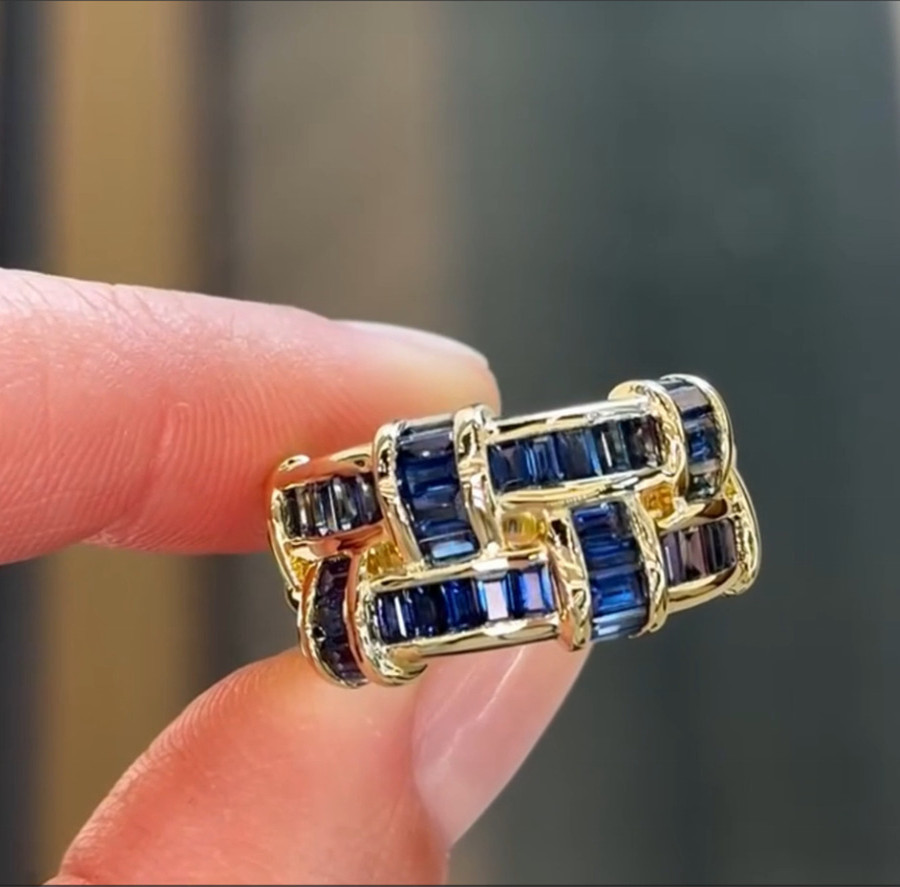 2ct Emerald Cut Sterling Silver Handmade Ring