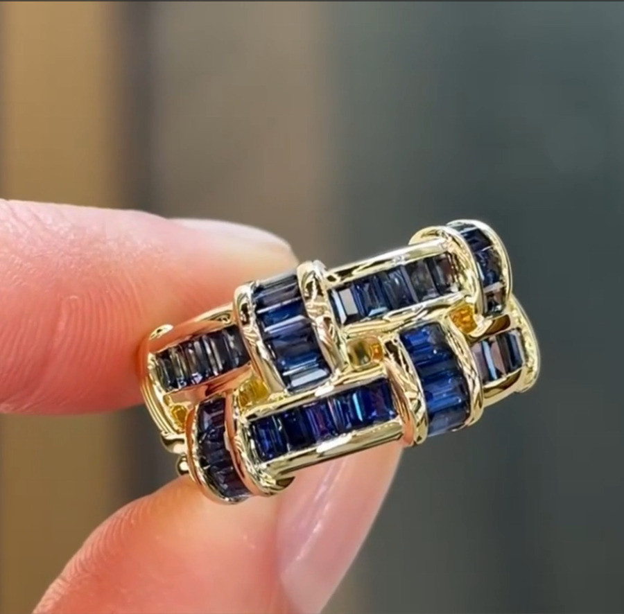 2ct Emerald Cut Sterling Silver Handmade Ring